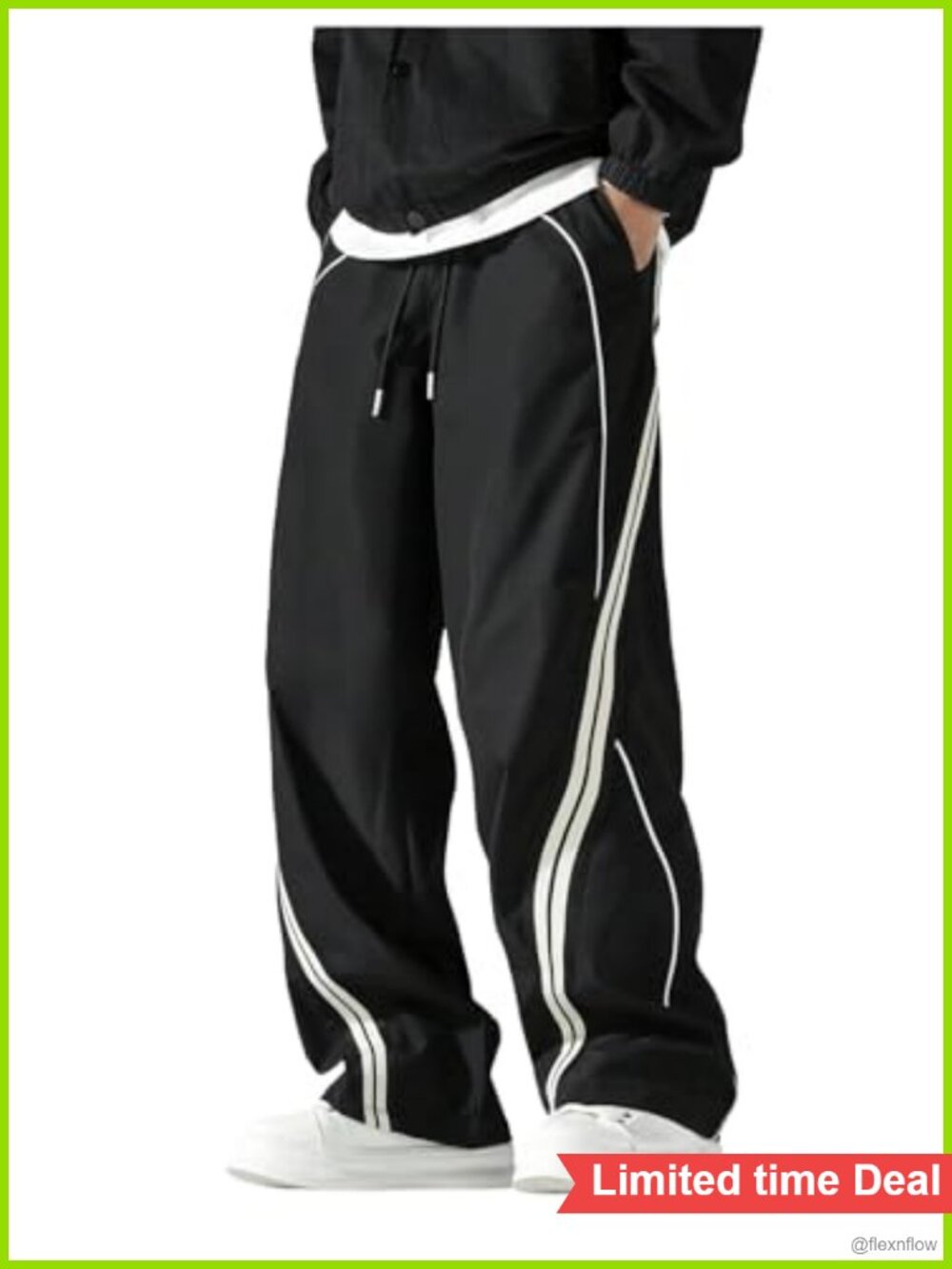 Men's Baggy Parachute Track Pants Wide Leg Loose Fit Sweatpants